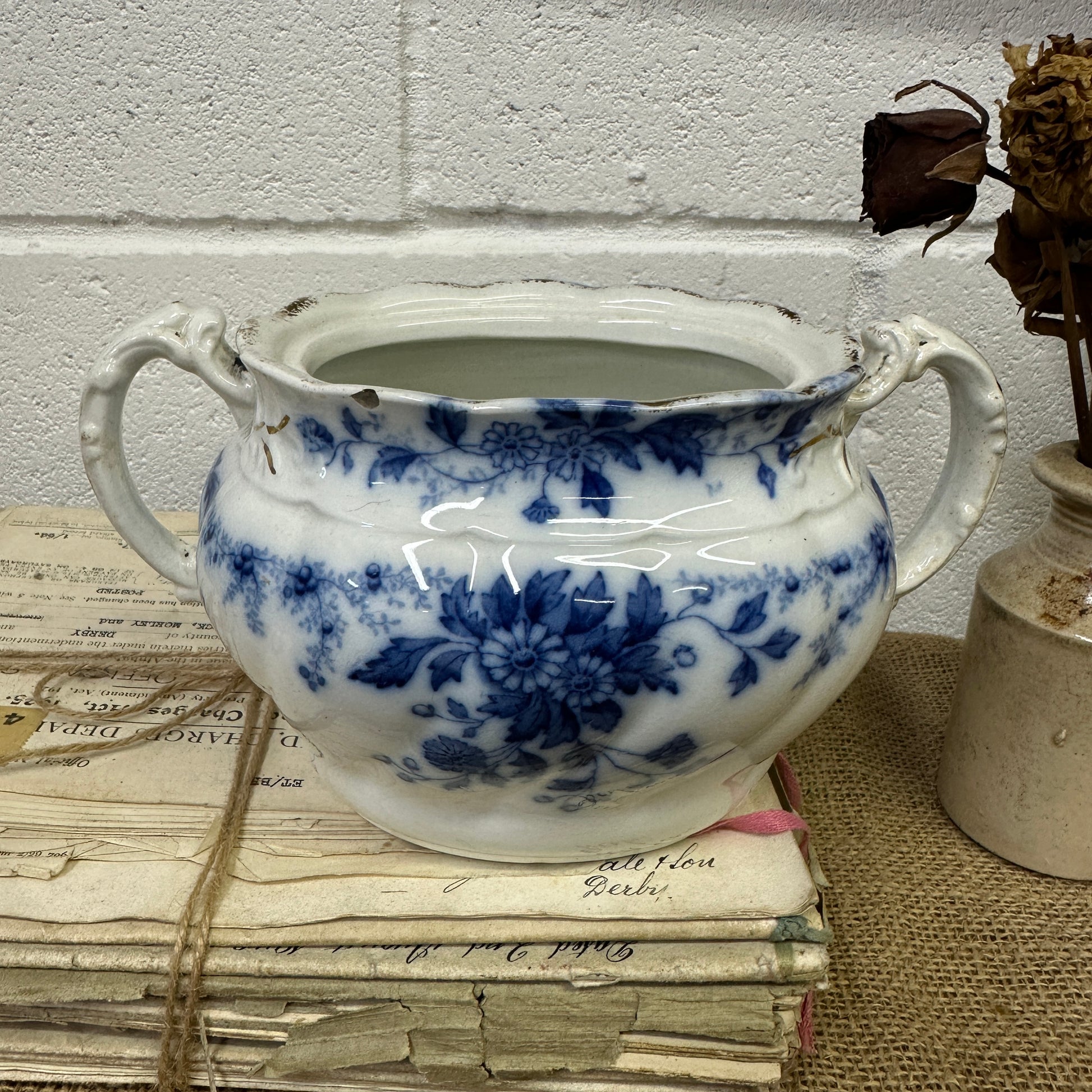 Flow Blue Sugar Bowl Pot - The Blind Mole