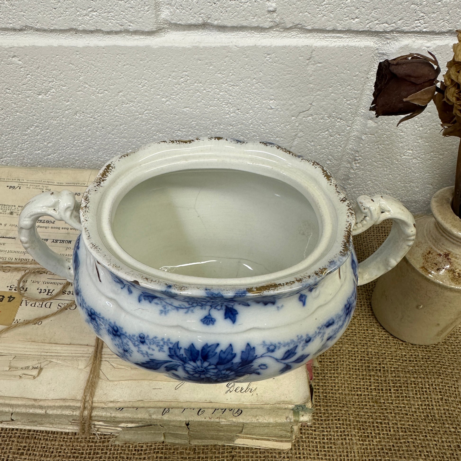 Flow Blue Sugar Bowl Pot - The Blind Mole