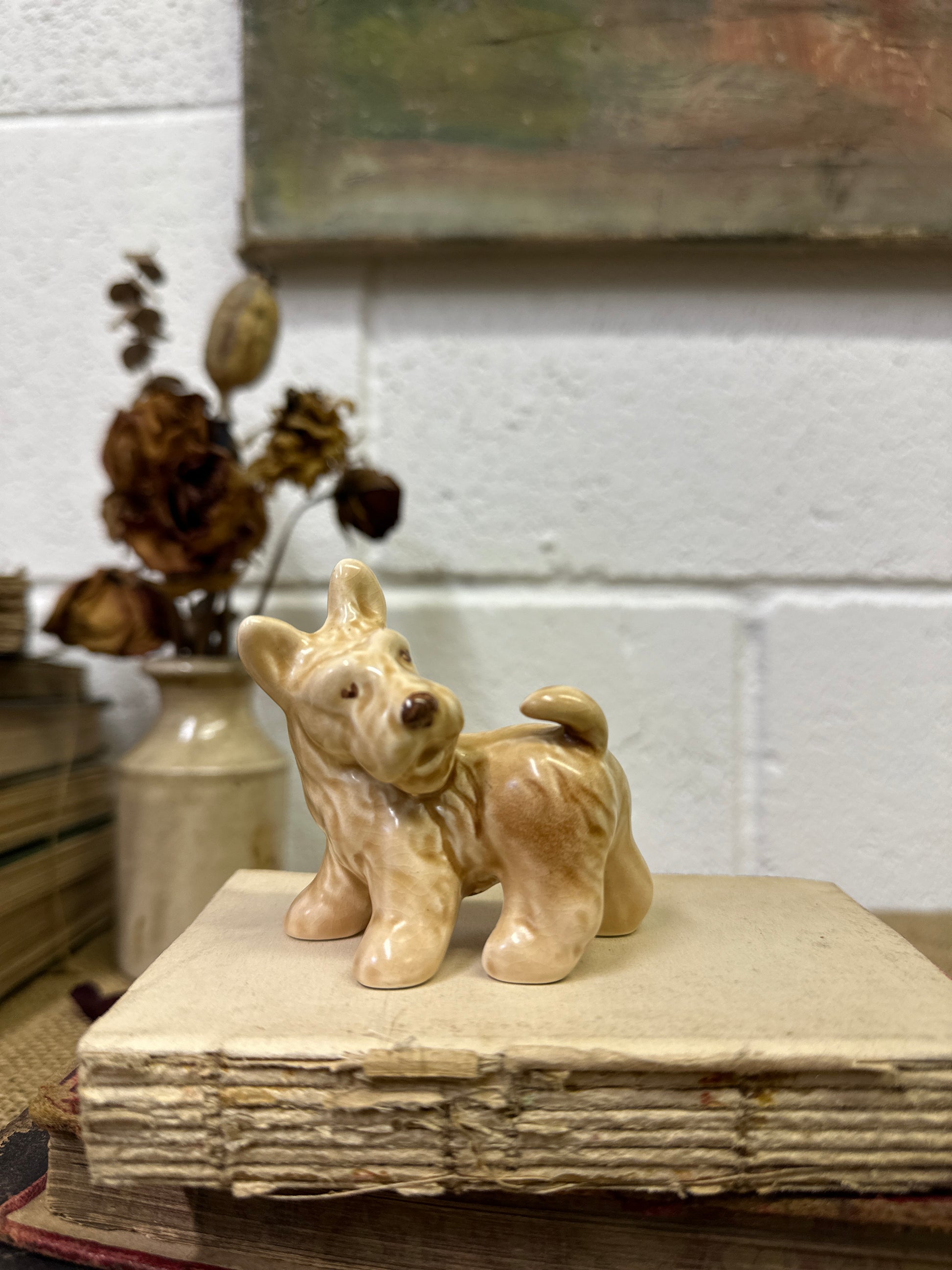 Vintage Sylvac Tiny Pottery Terrier Dog - The Blind Mole