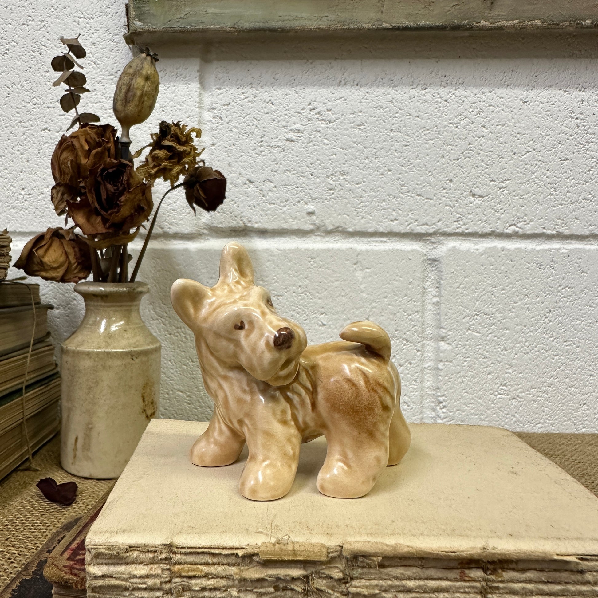 Vintage Sylvac Tiny Pottery Terrier Dog - The Blind Mole
