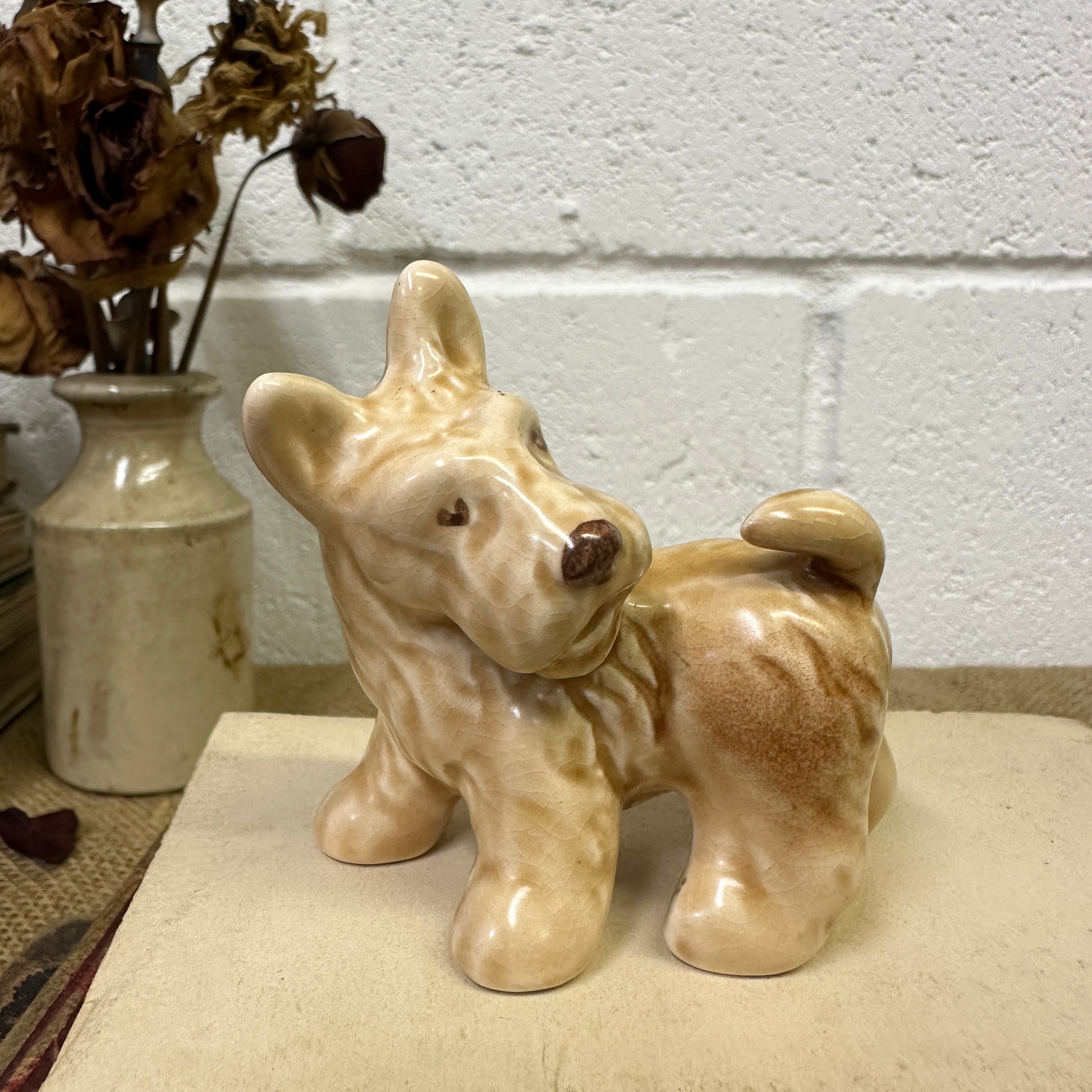 Vintage Sylvac Tiny Pottery Terrier Dog - The Blind Mole