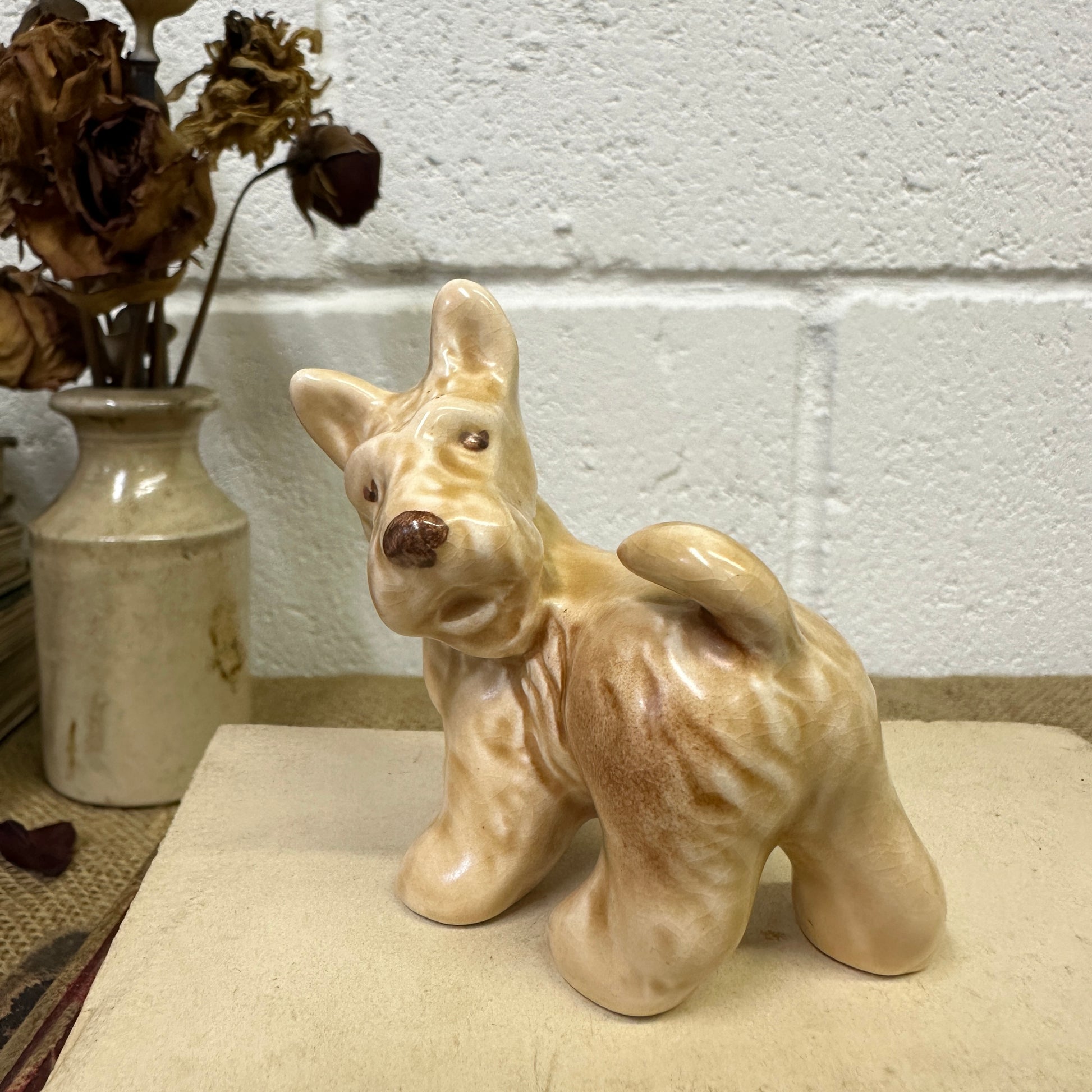 Vintage Sylvac Tiny Pottery Terrier Dog - The Blind Mole