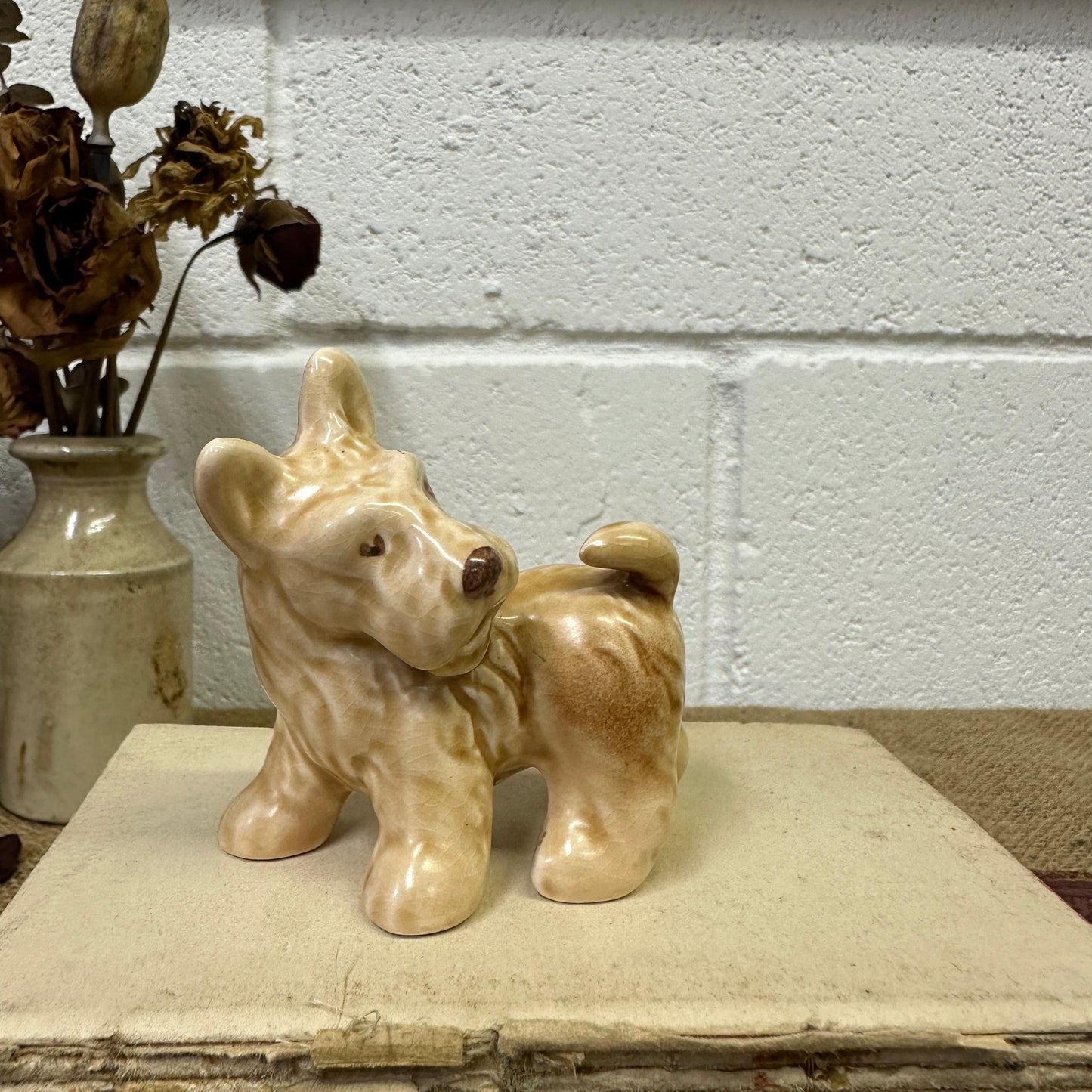 Vintage Sylvac Tiny Pottery Terrier Dog - The Blind Mole
