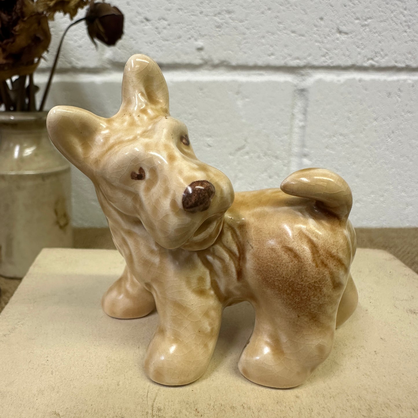 Vintage Sylvac Tiny Pottery Terrier Dog - The Blind Mole
