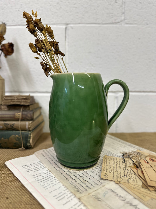 Glazed Green Stoneware Jug - The Blind Mole