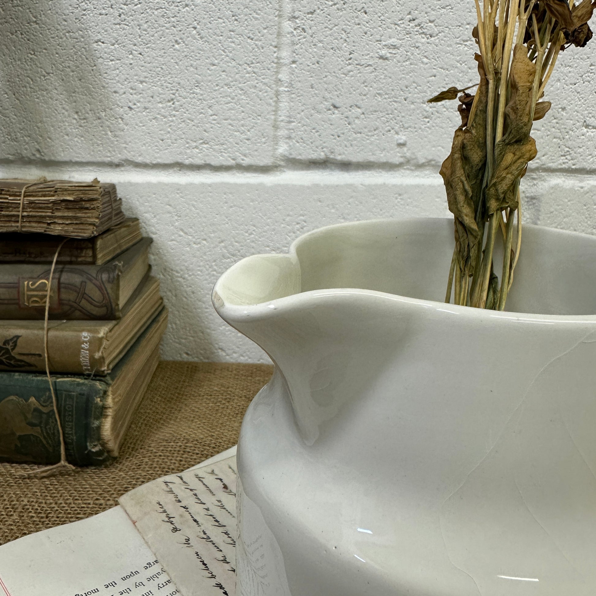 Glazed White Stoneware Jug - The Blind Mole