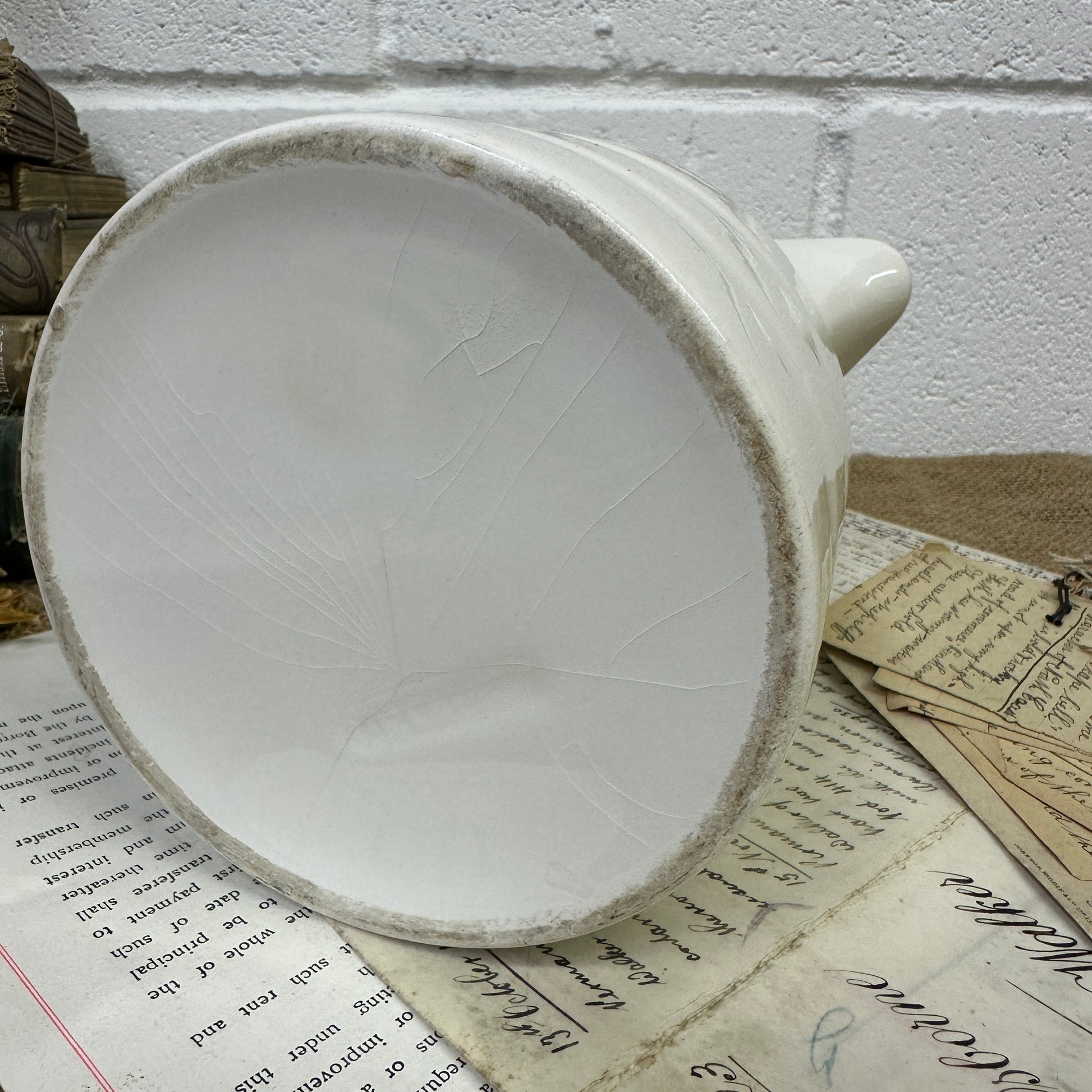 Glazed White Stoneware Jug - The Blind Mole