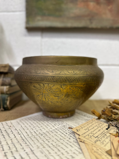 Antique Revival Egyptian Brass Planter - The Blind Mole