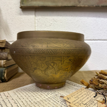 Antique Revival Egyptian Brass Planter - The Blind Mole