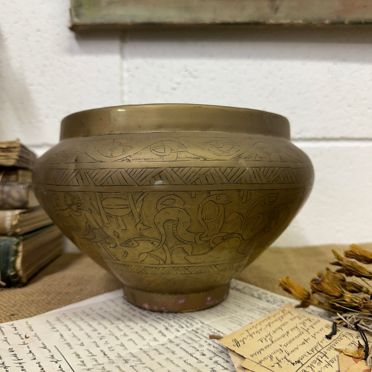 Antique Revival Egyptian Brass Planter - The Blind Mole