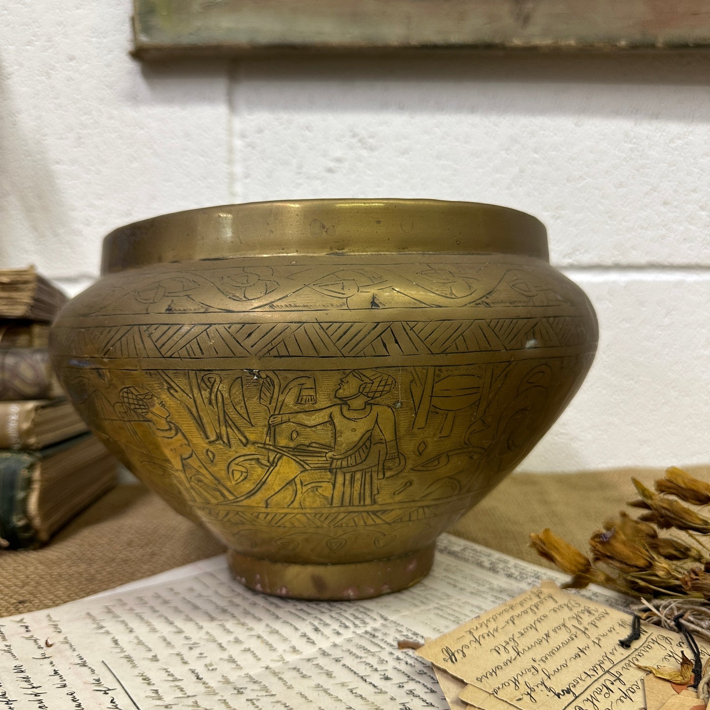 Antique Revival Egyptian Brass Planter - The Blind Mole