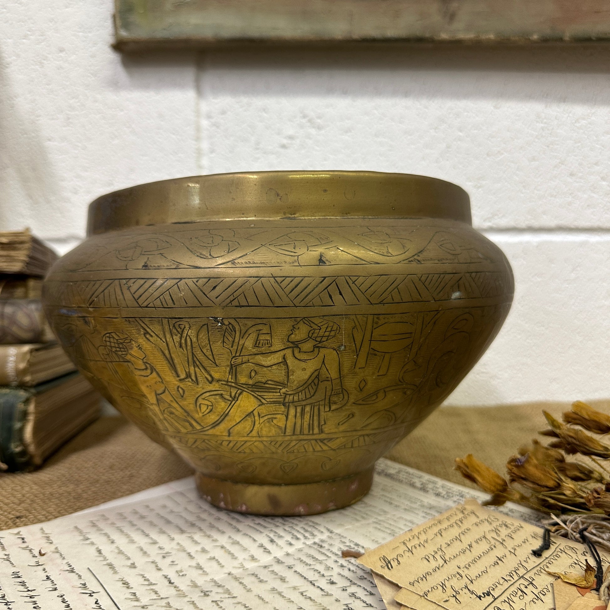 Antique Revival Egyptian Brass Planter - The Blind Mole