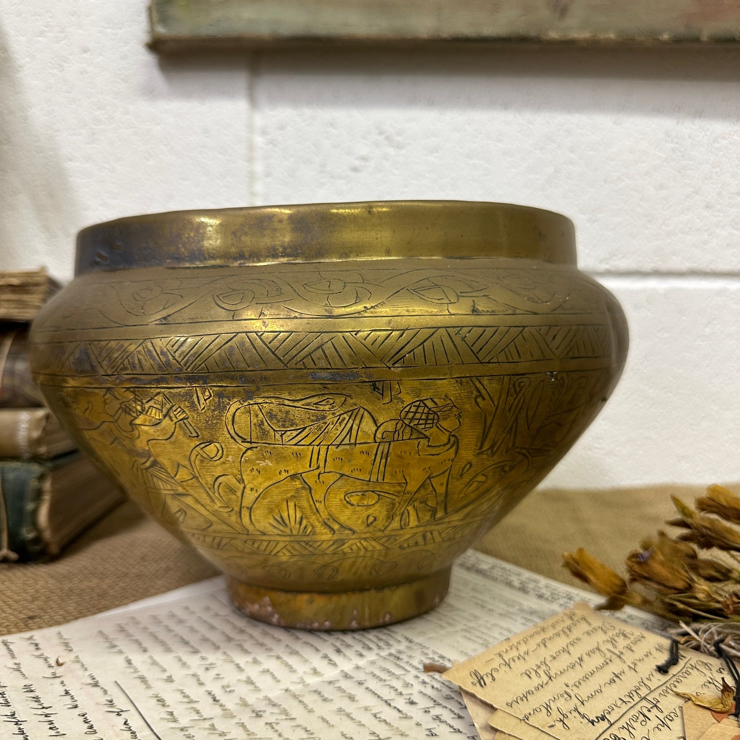 Antique Revival Egyptian Brass Planter - The Blind Mole