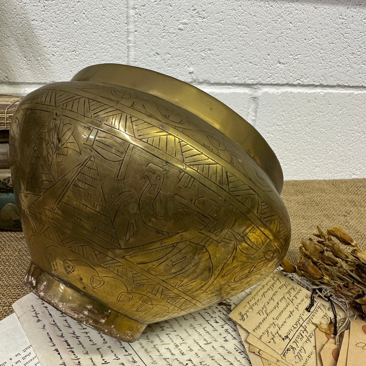 Antique Revival Egyptian Brass Planter - The Blind Mole