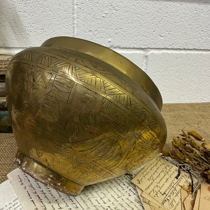 Antique Revival Egyptian Brass Planter - The Blind Mole