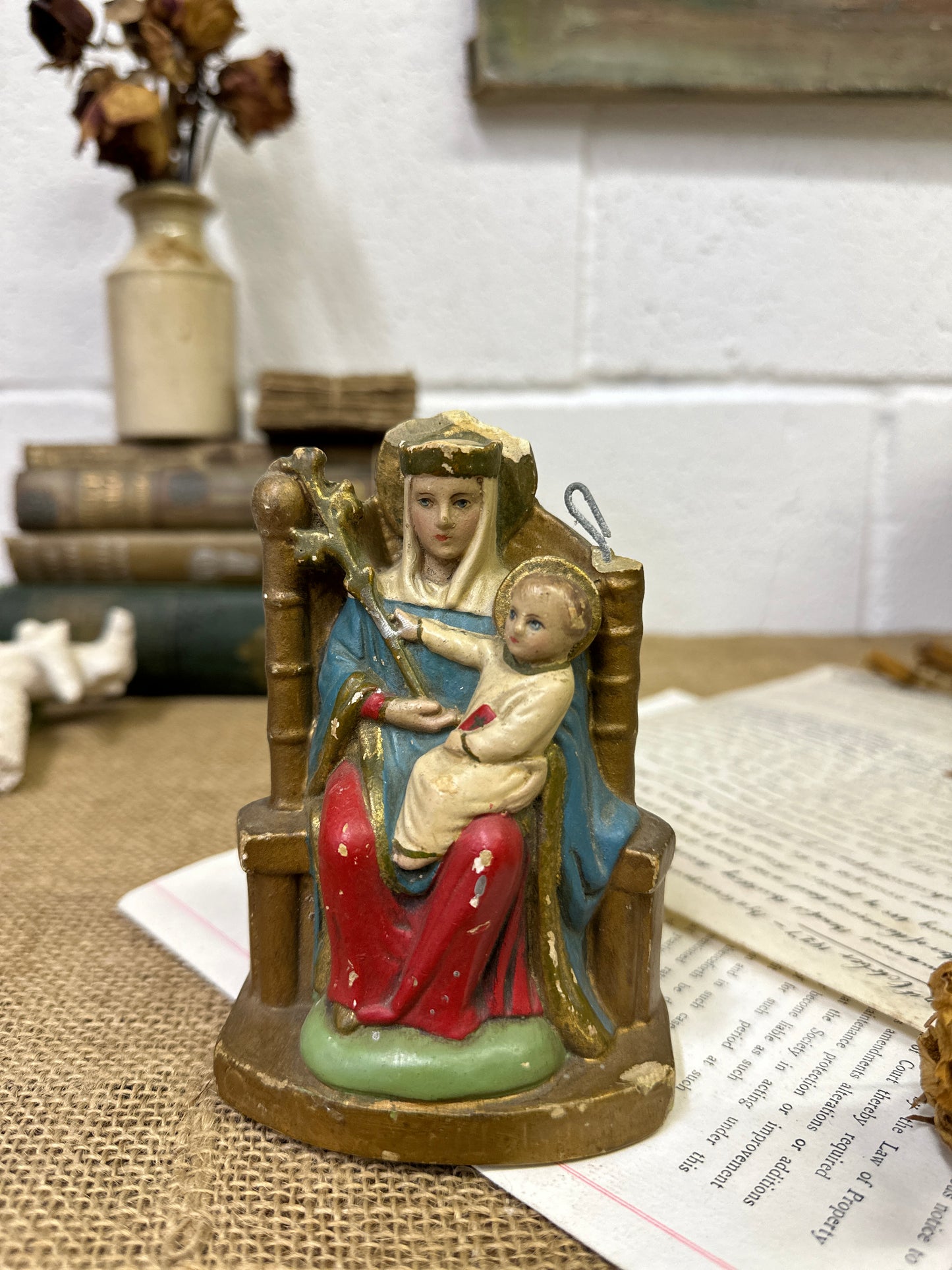 Vintage Chalkware Lady of Walsingham Mary - The Blind Mole