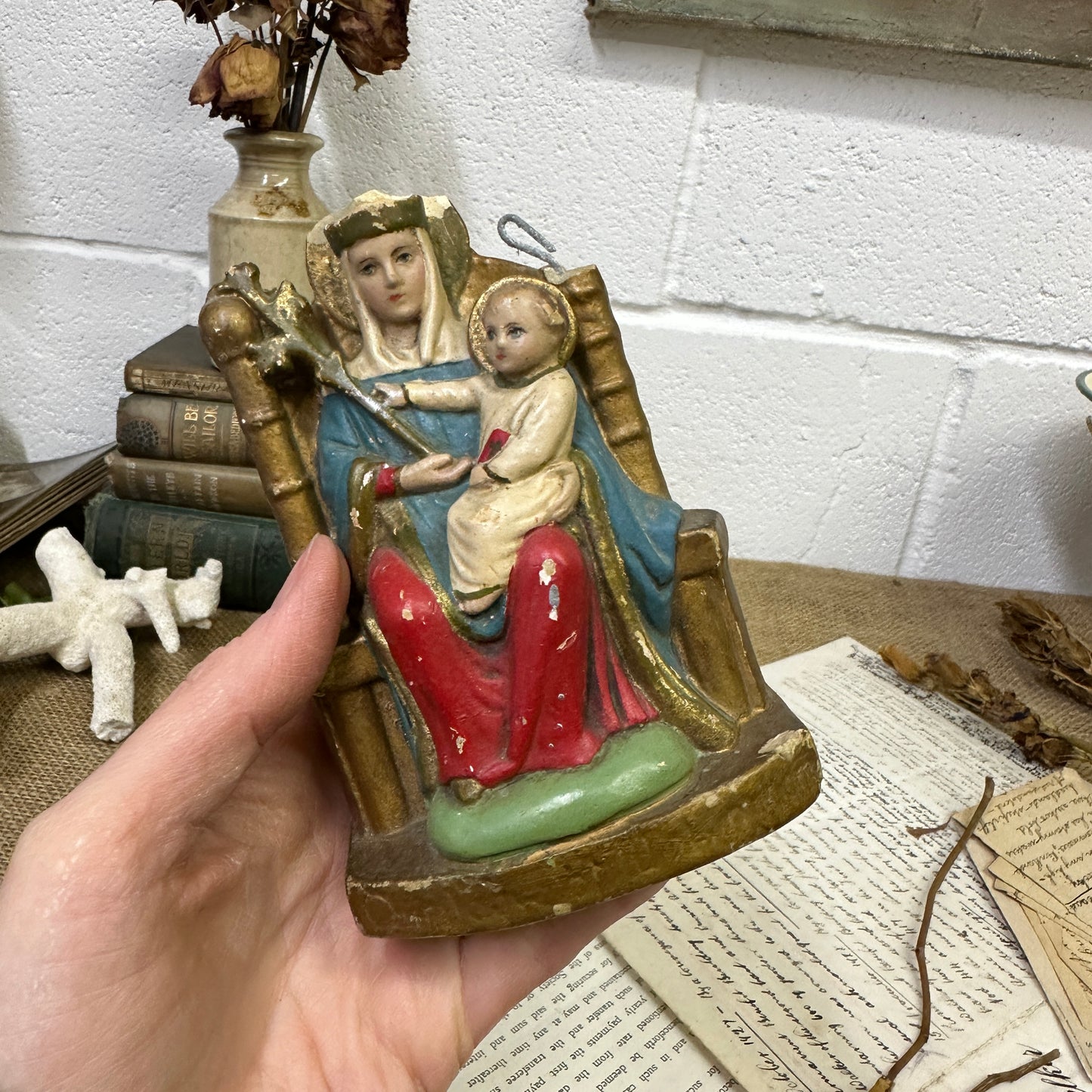 Vintage Chalkware Lady of Walsingham Mary - The Blind Mole