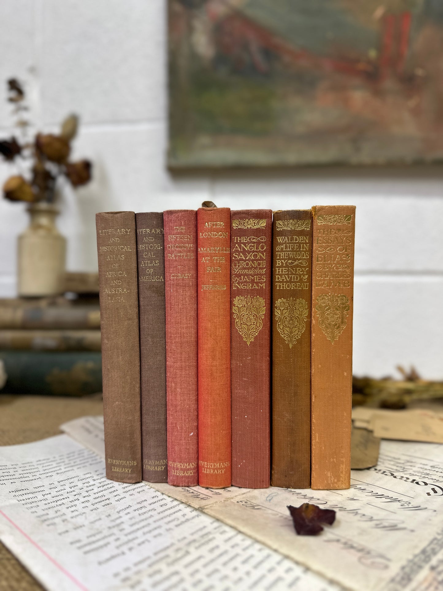 Coloured Book Stack Red Tones - The Blind Mole