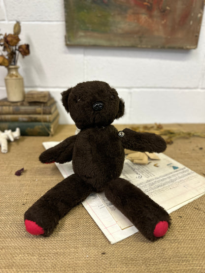 Dark Brown Vintage Teddy Bear - The Blind Mole