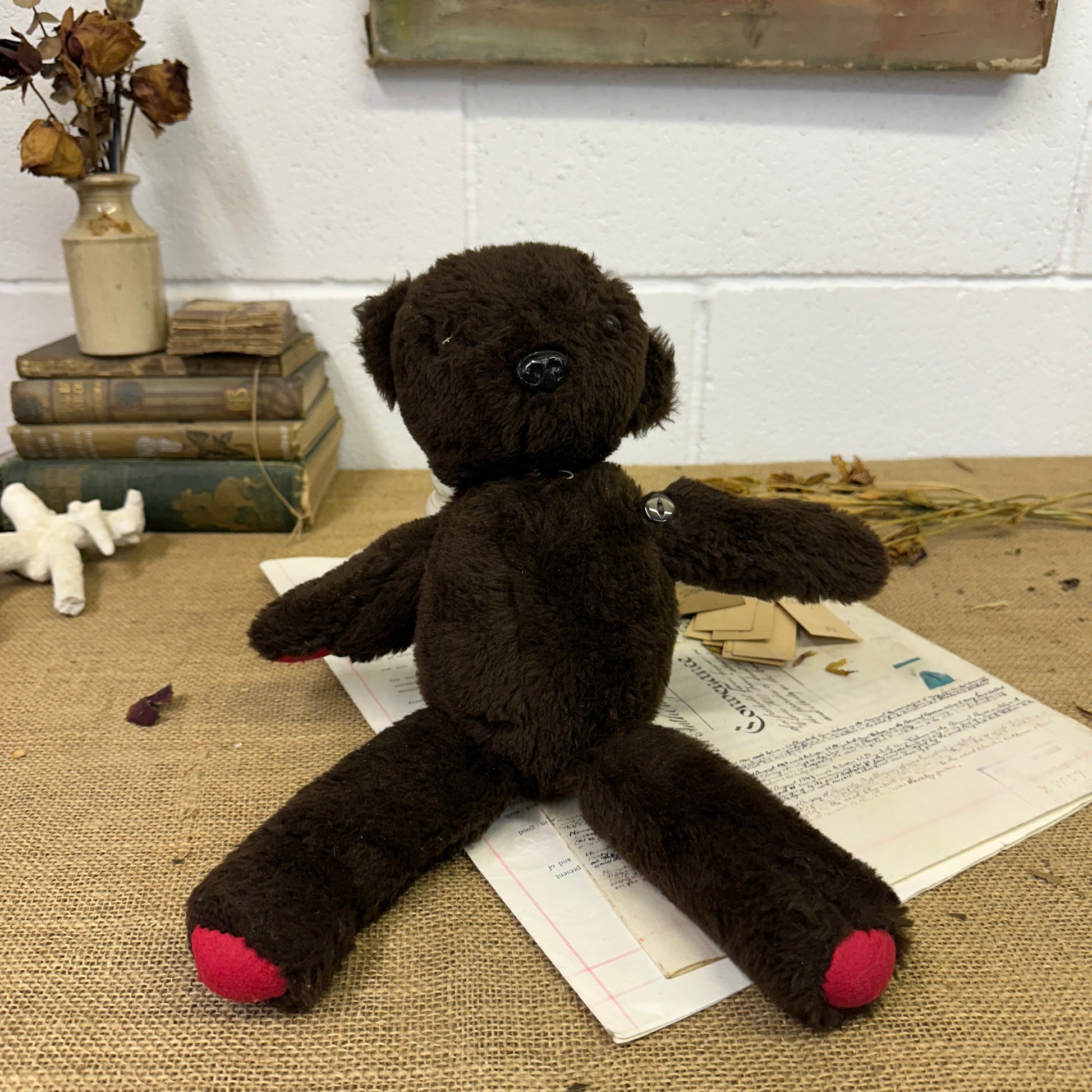 Dark Brown Vintage Teddy Bear - The Blind Mole