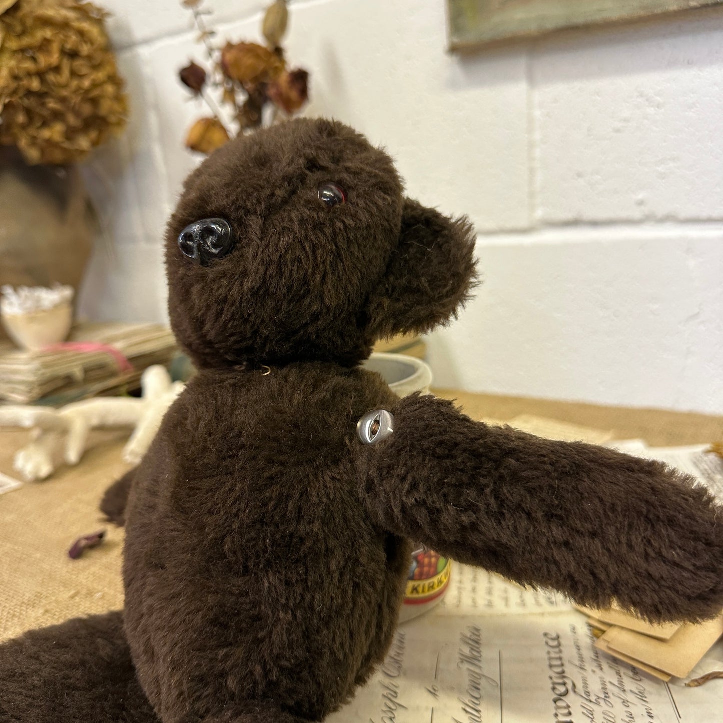 Dark Brown Vintage Teddy Bear - The Blind Mole