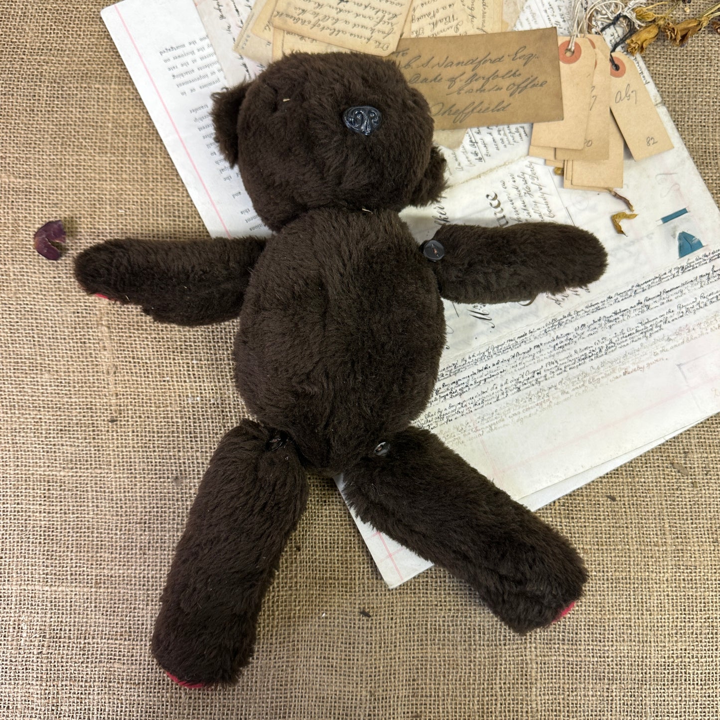 Dark Brown Vintage Teddy Bear - The Blind Mole