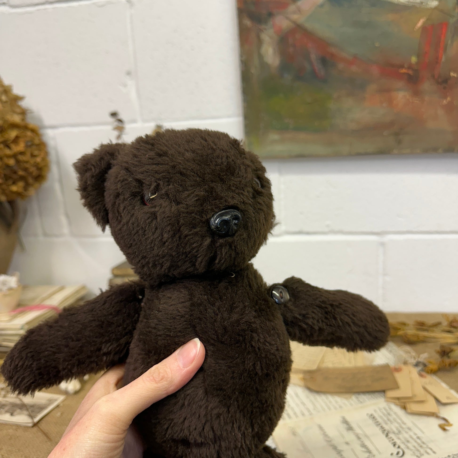 Dark Brown Vintage Teddy Bear - The Blind Mole