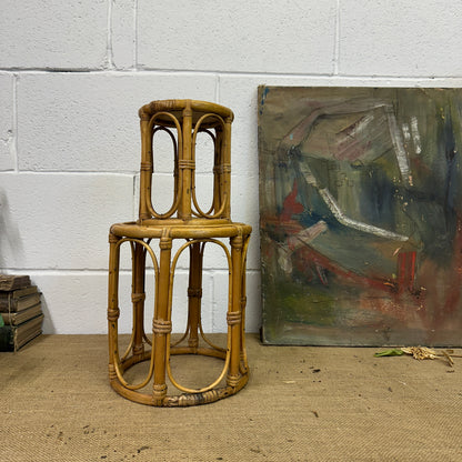 Pair Boho Bamboo Plant Stands Nesting Tables - The Blind Mole