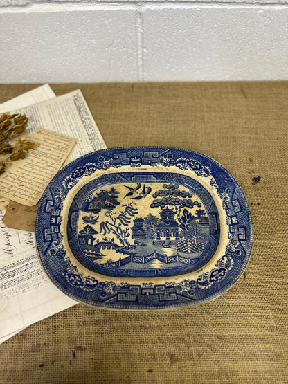 Antique Chinese Willow Serving Platter Crown Pottery