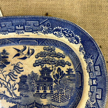 Antique Chinese Willow Serving Platter Crown Pottery