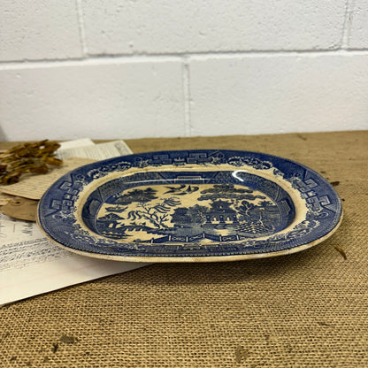 Antique Chinese Willow Serving Platter Crown Pottery