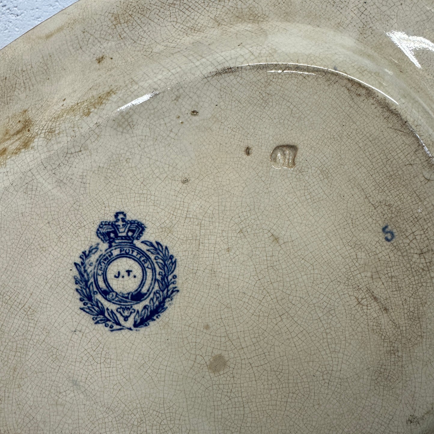 Antique Chinese Willow Serving Platter Crown Pottery