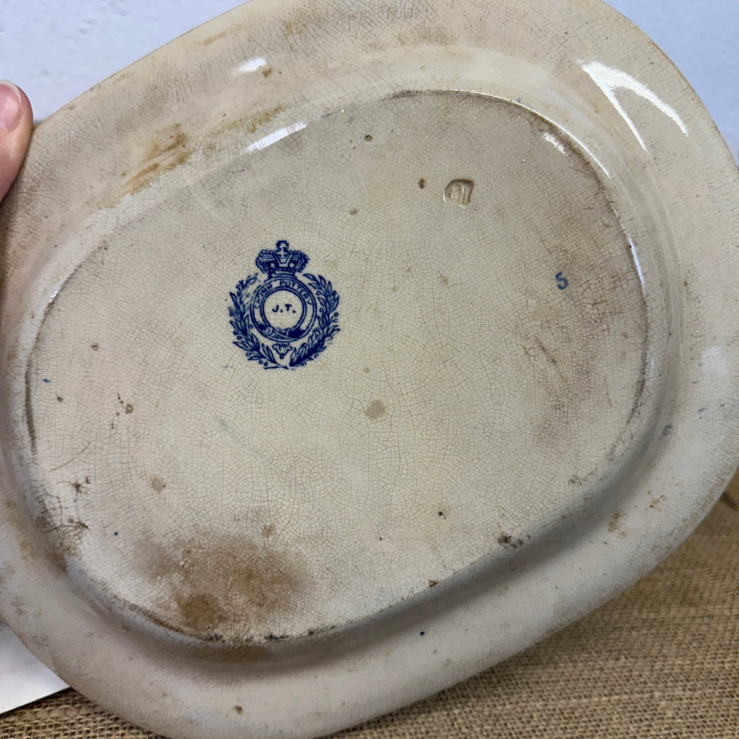 Antique Chinese Willow Serving Platter Crown Pottery