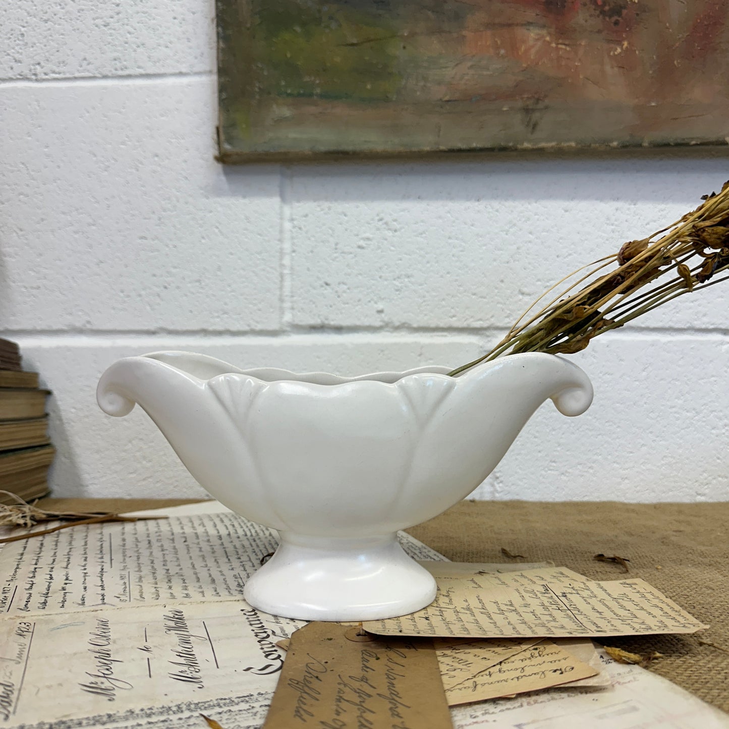 White Fluted Mantle Vase Arthur Wood