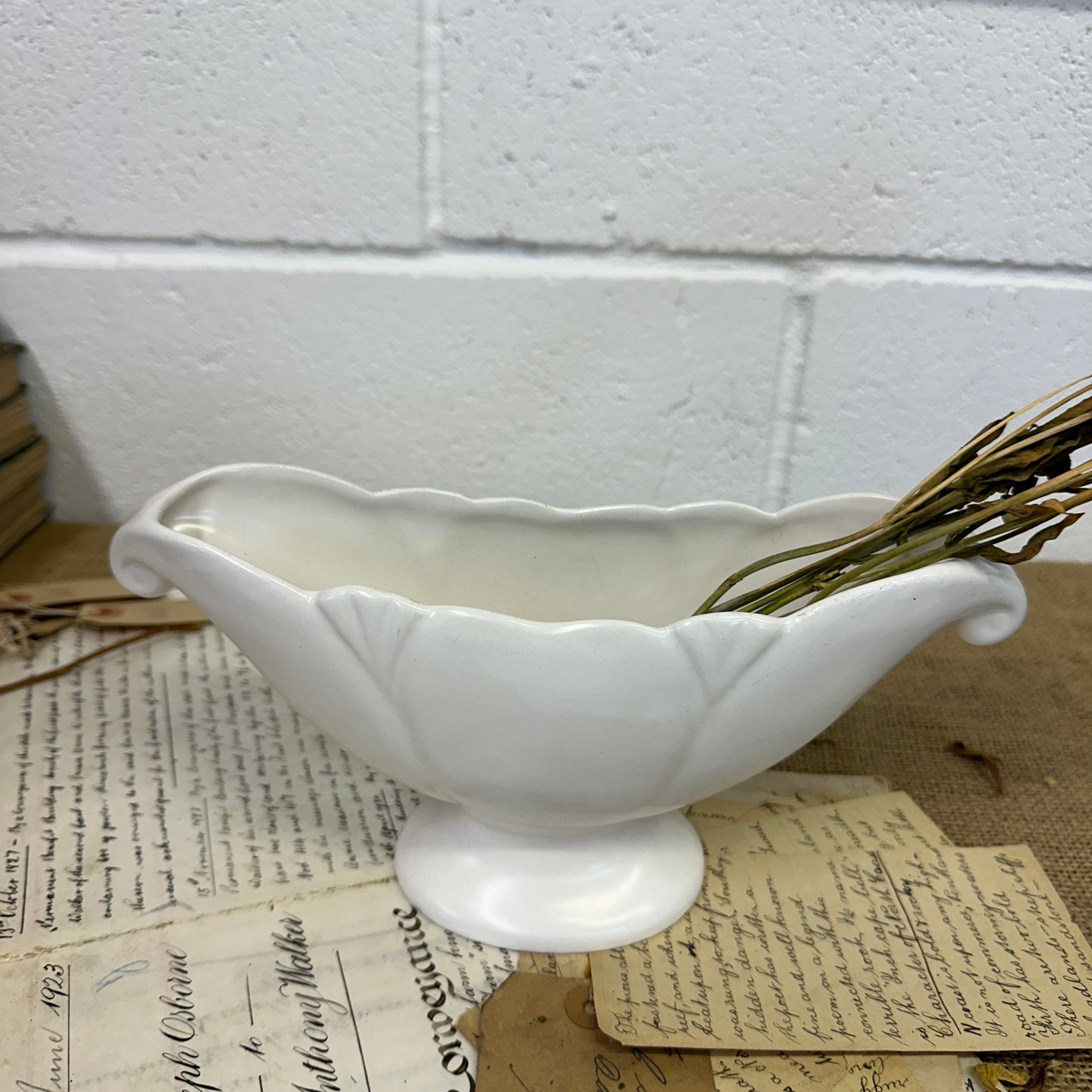 White Fluted Mantle Vase Arthur Wood