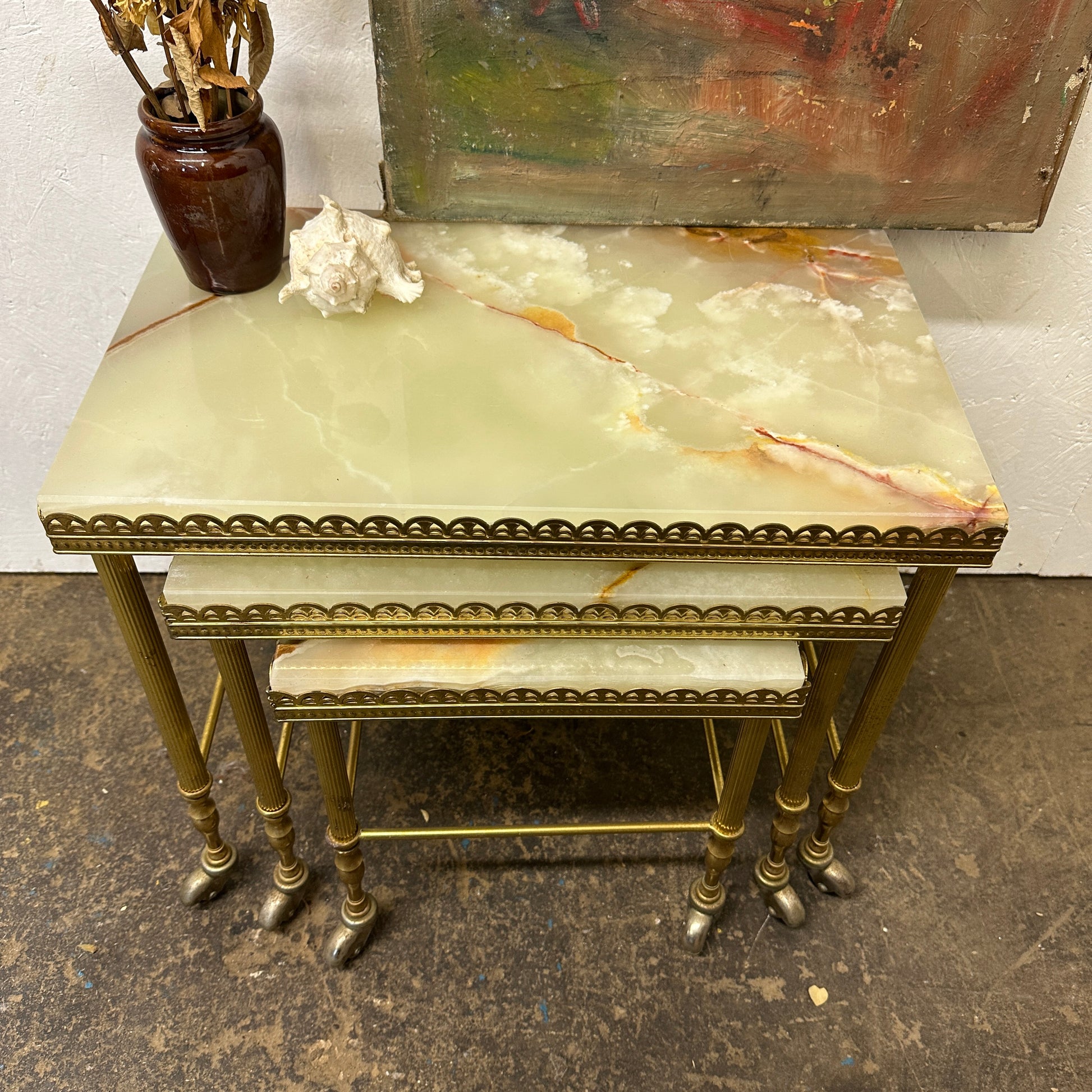 French Onyx & Gold Nest of Tables - The Blind Mole