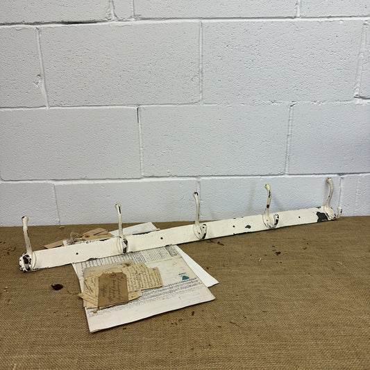 Antique White Painted Metal Coat Hooks - The Blind Mole