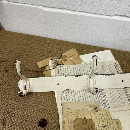 Antique White Painted Metal Coat Hooks - The Blind Mole