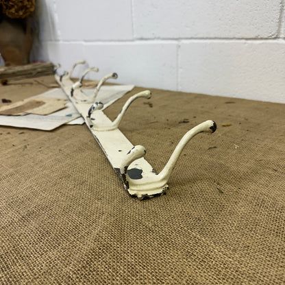 Antique White Painted Metal Coat Hooks - The Blind Mole