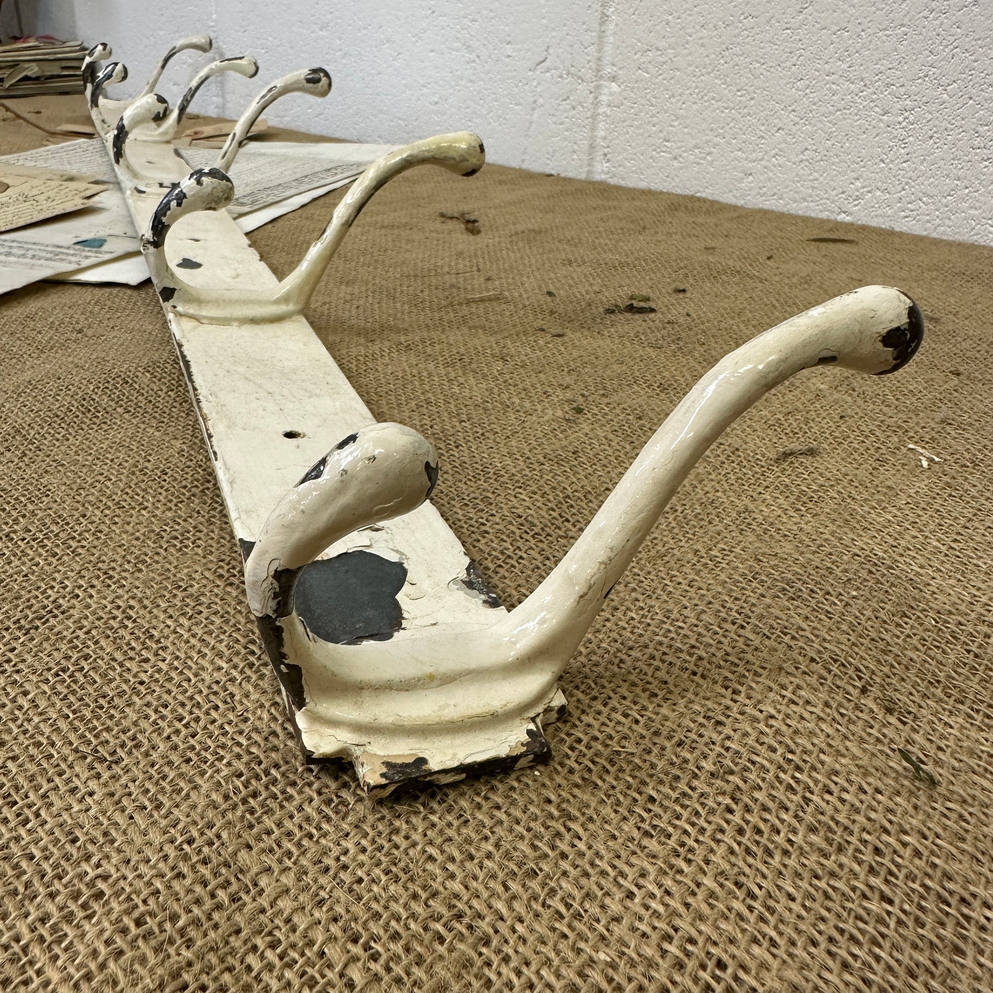 Antique White Painted Metal Coat Hooks - The Blind Mole
