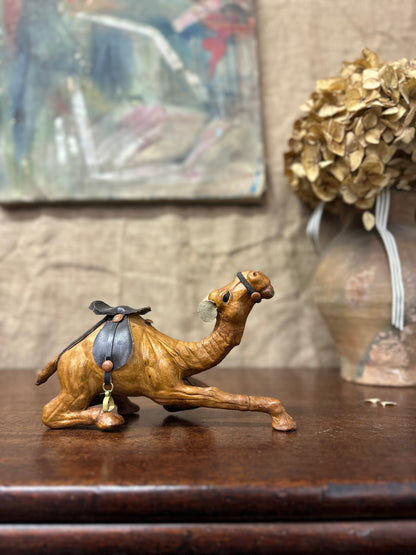 Mid Century Leather Camel Figure
