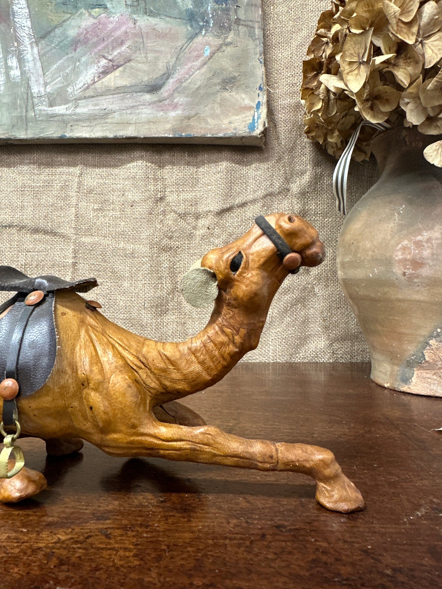Mid Century Leather Camel Figure