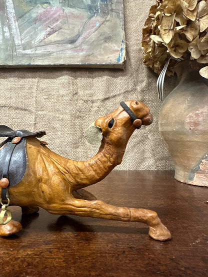 Mid Century Leather Camel Figure