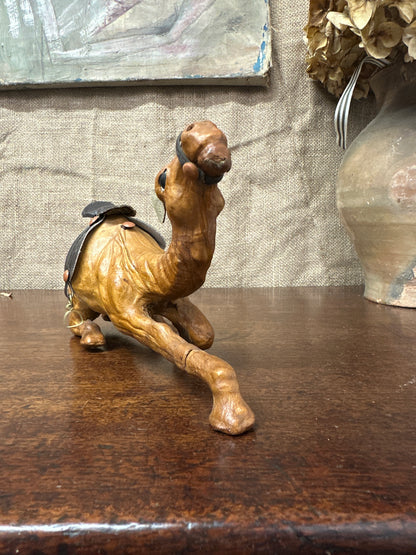 Mid Century Leather Camel Figure
