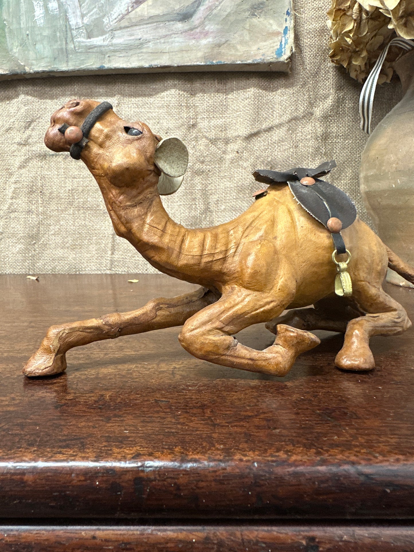 Mid Century Leather Camel Figure