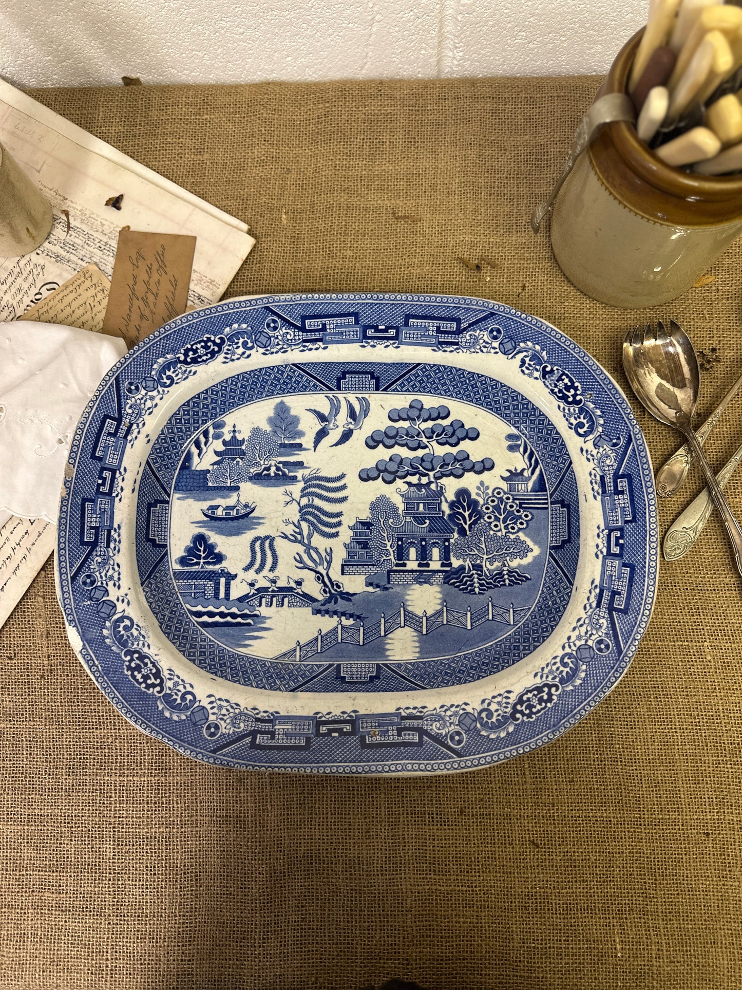 Antique Chinese Willow Serving Platter