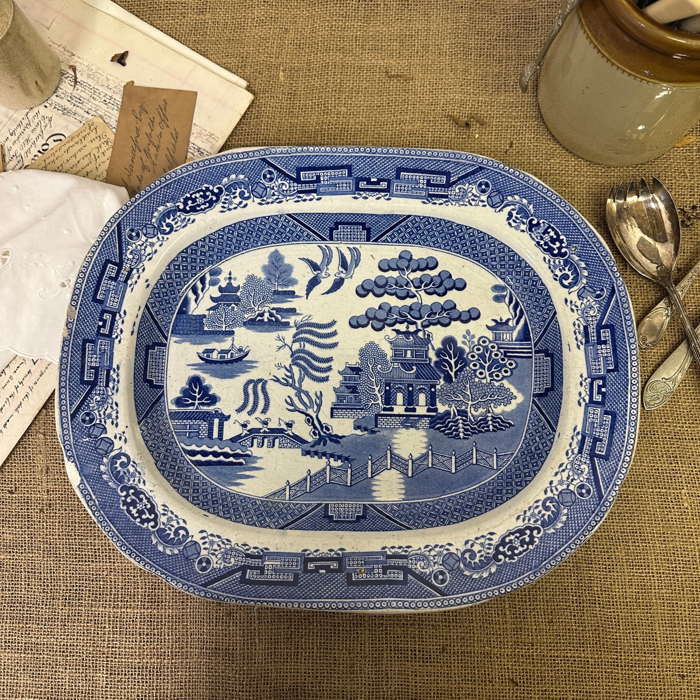 Antique Chinese Willow Serving Platter