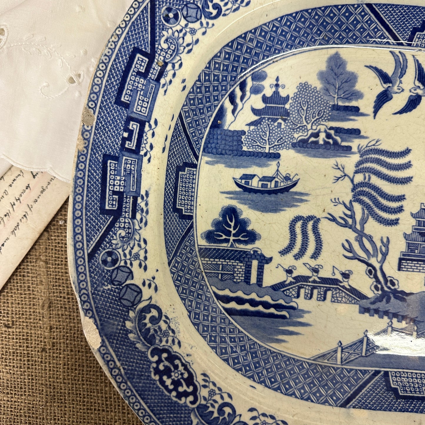 Antique Chinese Willow Serving Platter