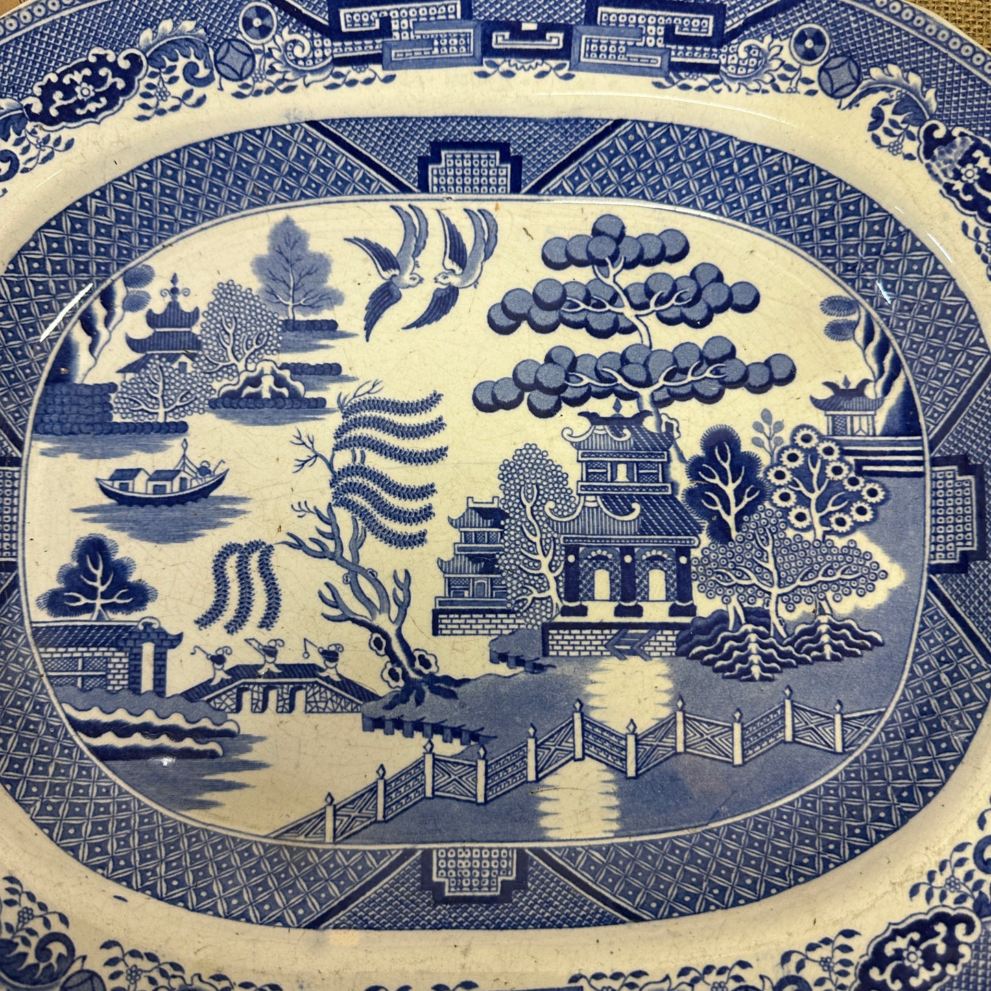 Antique Chinese Willow Serving Platter