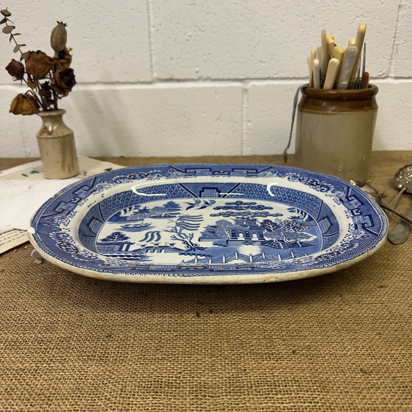 Antique Chinese Willow Serving Platter